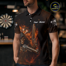 Load image into Gallery viewer, Flaming Grim Reaper Custom Name Darts Jersey For Men Skull Darts Shirt For Players NYN0447