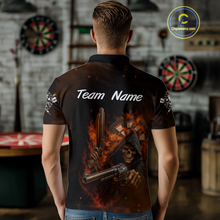 Load image into Gallery viewer, Flaming Grim Reaper Custom Name Darts Jersey For Men Skull Darts Shirt For Players NYN0447