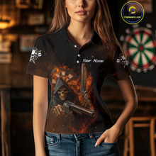 Load image into Gallery viewer, Flaming Grim Reaper Custom Name Darts Jersey For Women Skull Darts Shirt For Players NYN0447