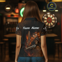 Load image into Gallery viewer, Flaming Grim Reaper Custom Name Darts Jersey For Women Skull Darts Shirt For Players NYN0447