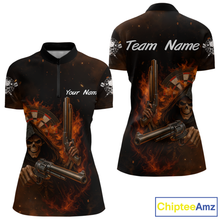 Load image into Gallery viewer, Flaming Grim Reaper Custom Name Darts Jersey For Women Skull Darts Shirt For Players NYN0447