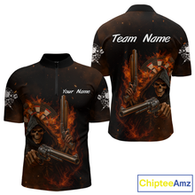 Load image into Gallery viewer, Flaming Grim Reaper Custom Name Darts Jersey For Men Skull Darts Shirt For Players NYN0447