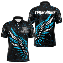 Load image into Gallery viewer, Custom White-Blue Wings Grunge Style Dart Shirt For Men, Dart Team Jerseys NYN0110