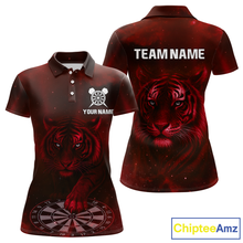 Load image into Gallery viewer, Red Galaxy Tiger Dartboard Women&#39;s Darts Team Shirt - Custom Name For Darts Jersey NYN0467
