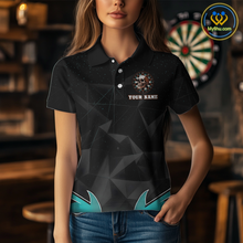 Load image into Gallery viewer, Turquoise Galaxy &amp; Colorful Dartboard Women's Darts Shirt - Custom Name For Players NYN0474