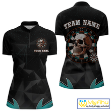 Load image into Gallery viewer, Turquoise Galaxy &amp; Colorful Dartboard Women's Darts Shirt - Custom Name For Players NYN0474