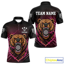 Load image into Gallery viewer, Custom Pink And Brown Bear Dartboard Polo Dart Shirt For Men Outfit Dart Team Jersey NYN1333