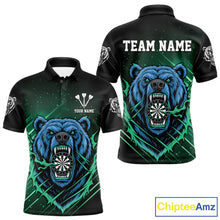 Load image into Gallery viewer, Custom Green And Blue Bear Dartboard Polo Dart Shirt For Men Outfit Dart Team Jersey NYN1334
