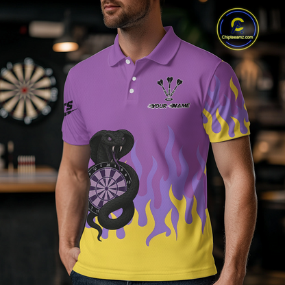 Purple Dartboard & Dark Cobra - Men's Darts Team Shirt - Custom Name For Players NYN0491