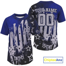 Load image into Gallery viewer, Blue Patriotic Baseball Jersey For Men Personalized US Flag Baseball Shirt With Newborn NYN1011