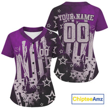 Load image into Gallery viewer, Purrple Patriotic Baseball Jersey For Women Personalized US Flag Baseball Shirt With Newborn NYN1010