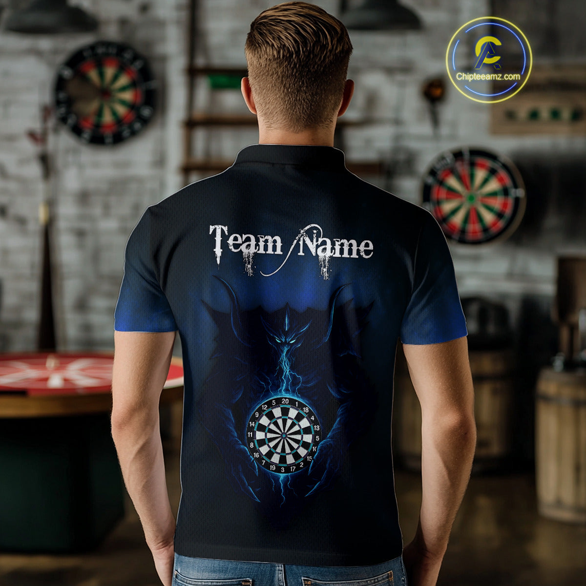 Lightning Dartboard Men's Darts Polo Shirt Custom Name For Players - Darts Jersey NYN0734