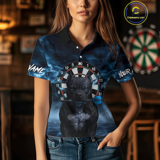 Bulldog Play Darts Women's Polo Shirt Darts Jersey Custom Name For Players NYN0738