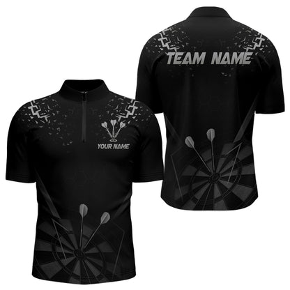 Personalized Dart Shirt For Men With Black Dartboard And Silver Darts Arrows NYN0281