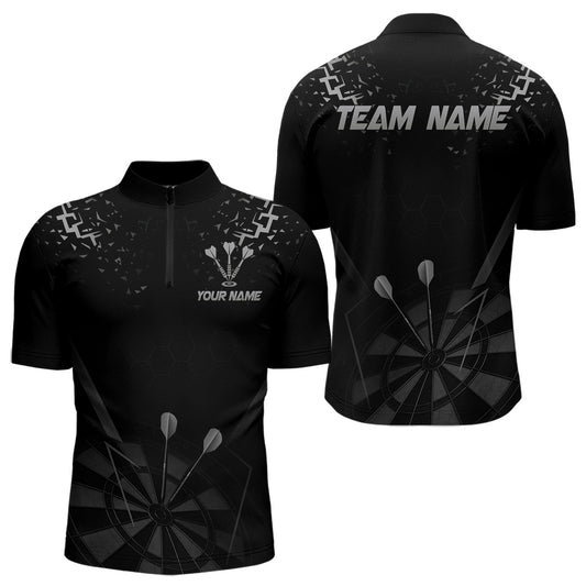 Personalized Dart Shirt For Men With Black Dartboard And Silver Darts Arrows NYN0281