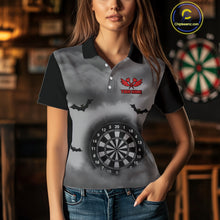 Load image into Gallery viewer, Grim Reaper With Grey Smoke Black Dartboard Darts Shirt For Women - Custom Darts Jersey NYN0535