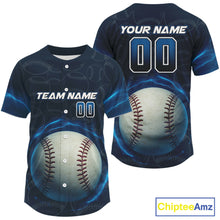 Load image into Gallery viewer, Custom Blue - Black Lightning Men Baseball Ball Jersey, Outfits Baseball Jersey For Newborns NYN1076