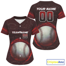 Load image into Gallery viewer, Custom Red - Black Lightning Women Baseball Ball Jersey, Outfits Baseball Jersey For Newborns NYN1077