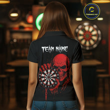 Load image into Gallery viewer, Custom Women&#39;s Darts Shirt With Blood Skull Holding Dartboard, Darts Jersey NYN0294