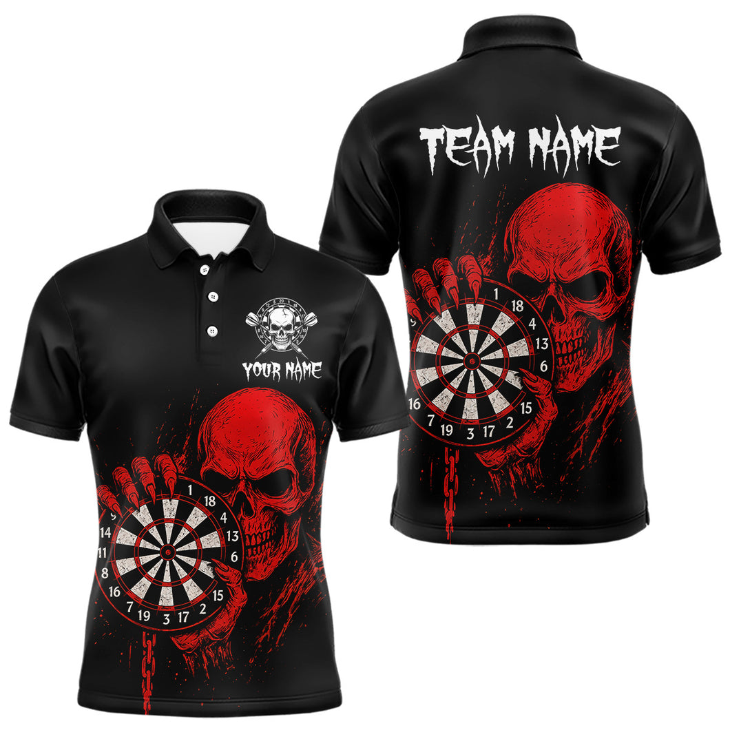 Custom Men's Darts Shirt With Blood Skull Holding Dartboard, Darts Jersey NYN0294