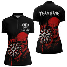 Load image into Gallery viewer, Custom Women&#39;s Darts Shirt With Blood Skull Holding Dartboard, Darts Jersey NYN0294