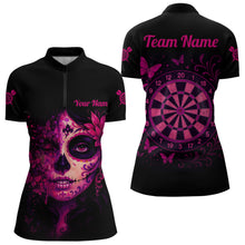 Load image into Gallery viewer, Women’s Darts Team Shirt - Blossom Skull &amp; Floral Dartboard | Custom Name Option NYN0315