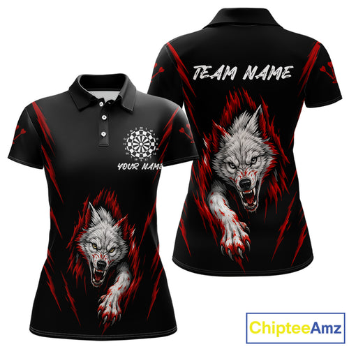 Custom Women's Dart Team Shirt -  Pearl Wolf Clawing - Personalized Team Name & Player NYN0335