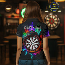 Load image into Gallery viewer, Multicolor Flaming &amp; Red Dartboard Darts Shirt For Women - Custom Name &amp; Team Jersey NYN0620