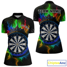 Load image into Gallery viewer, Multicolor Flaming &amp; Blue Dartboard Darts Shirt For Wmoen - Custom Name &amp; Team Jersey NYN0621