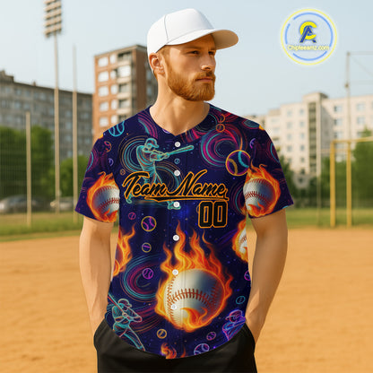Funny 3D Men's Button Up Baseball Jersey Custom Multi-Color Baseball Shirt For Newborns NYN0811