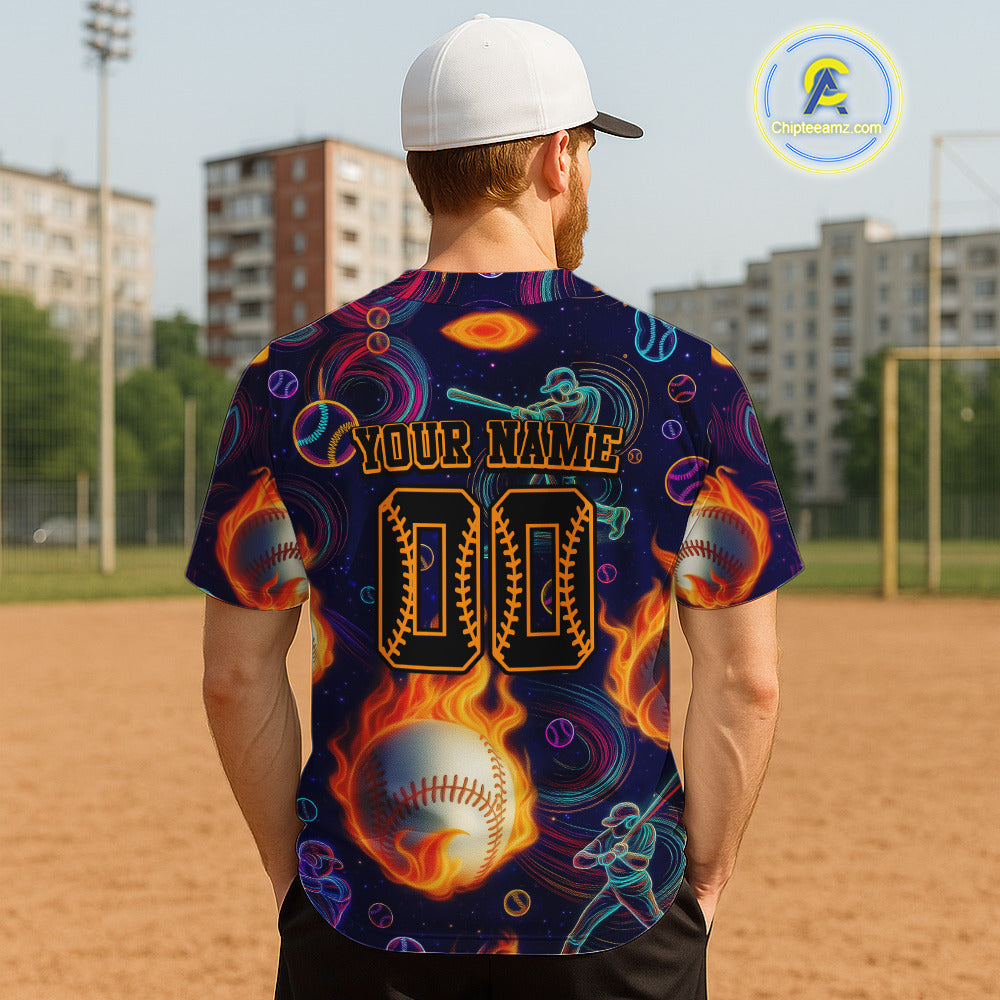 Funny 3D Men's Button Up Baseball Jersey Custom Multi-Color Baseball Shirt For Newborns NYN0811