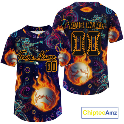 Funny 3D Men's Button Up Baseball Jersey Custom Multi-Color Baseball Shirt For Newborns NYN0811