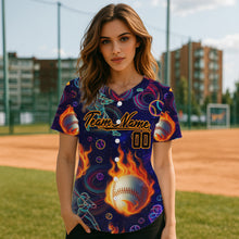 Load image into Gallery viewer, Funny 3D Women's Button Up Baseball Jersey Custom Multi-Color Baseball Shirt For Newborns NYN0811