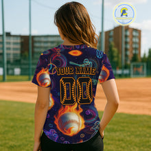 Load image into Gallery viewer, Funny 3D Women's Button Up Baseball Jersey Custom Multi-Color Baseball Shirt For Newborns NYN0811