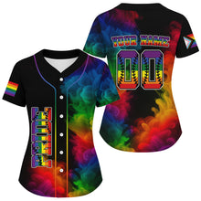 Load image into Gallery viewer, LGPT Pride Women's Black Baseball Jersey Custom Colorful Smoke Baseball Jersey For LGPTQ+ NYN0825