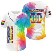 Load image into Gallery viewer, LGPT Pride Mens White Baseball Jersey Custom Colorful Smoke Baseball Jersey For LGPTQ+ NYN0826