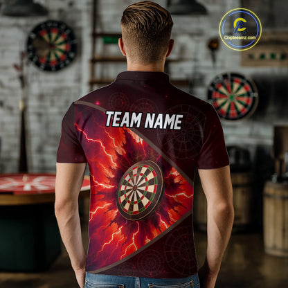 Thunder Dartboard 3D Darts Shirt For Men Custom Name & Team Jersey | Opt2 - Red NYN0643