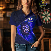 Load image into Gallery viewer, Thunder Dartboard 3D Darts Shirt For Women Custom Name &amp; Team Jersey | Opt3 - Blue NYN0644