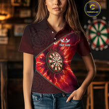 Load image into Gallery viewer, Thunder Dartboard 3D Darts Shirt For Women Custom Name &amp; Team Jersey | Opt2 - Red NYN0643
