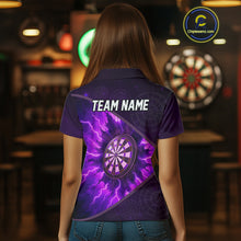 Load image into Gallery viewer, Thunder Dartboard 3D Darts Shirt For Women Custom Name &amp; Team Jersey | Opt1 - Purple NYN0642