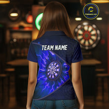 Load image into Gallery viewer, Thunder Dartboard 3D Darts Shirt For Women Custom Name &amp; Team Jersey | Opt3 - Blue NYN0644