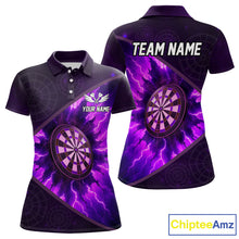 Load image into Gallery viewer, Thunder Dartboard 3D Darts Shirt For Women Custom Name &amp; Team Jersey | Opt1 - Purple NYN0642