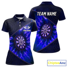 Load image into Gallery viewer, Thunder Dartboard 3D Darts Shirt For Women Custom Name &amp; Team Jersey | Opt3 - Blue NYN0644