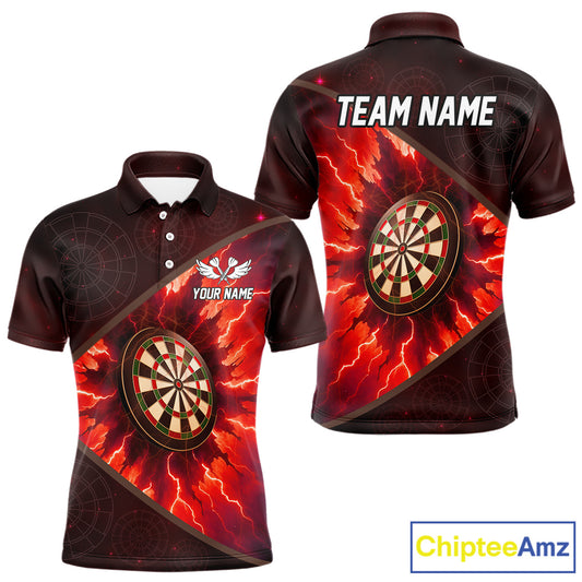 Thunder Dartboard 3D Darts Shirt For Men Custom Name & Team Jersey | Opt2 - Red NYN0643