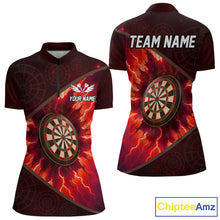 Load image into Gallery viewer, Thunder Dartboard 3D Darts Shirt For Women Custom Name &amp; Team Jersey | Opt2 - Red NYN0643