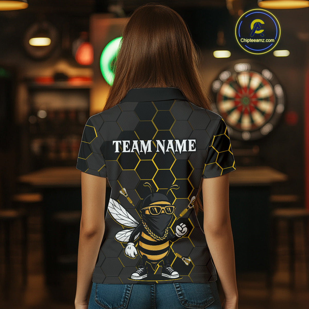 Bee Human And Dart Arrows Funny Darts Shirt For Women - Custom Name & Team Jersey NYN0669