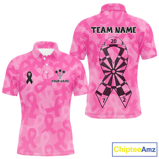 Ribbons Dartboard Custom Pink Darts Shirt For Men - Personalized Name For Players NYN0675