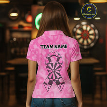 Load image into Gallery viewer, Ribbons Dartboard Custom Pink Darts Shirt For Women - Personalized Name For Players NYN0675