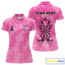 Load image into Gallery viewer, Ribbons Dartboard Custom Pink Darts Shirt For Women - Personalized Name For Players NYN0675