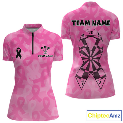 Ribbons Dartboard Custom Pink Darts Shirt For Women - Personalized Name For Players NYN0675